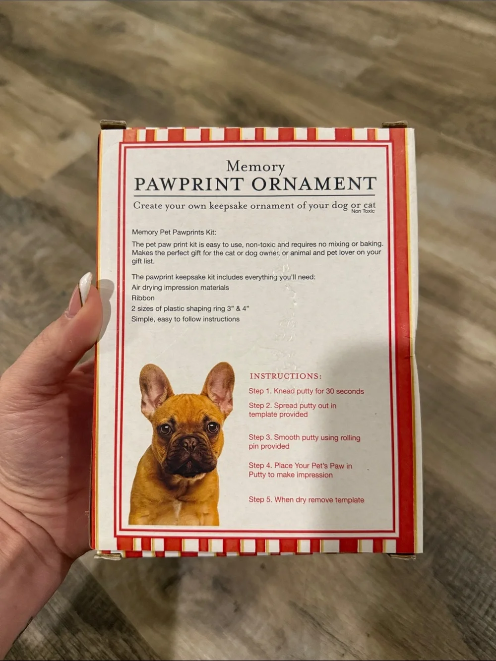 Memory Pawprint Ornament Kit - Red and White
